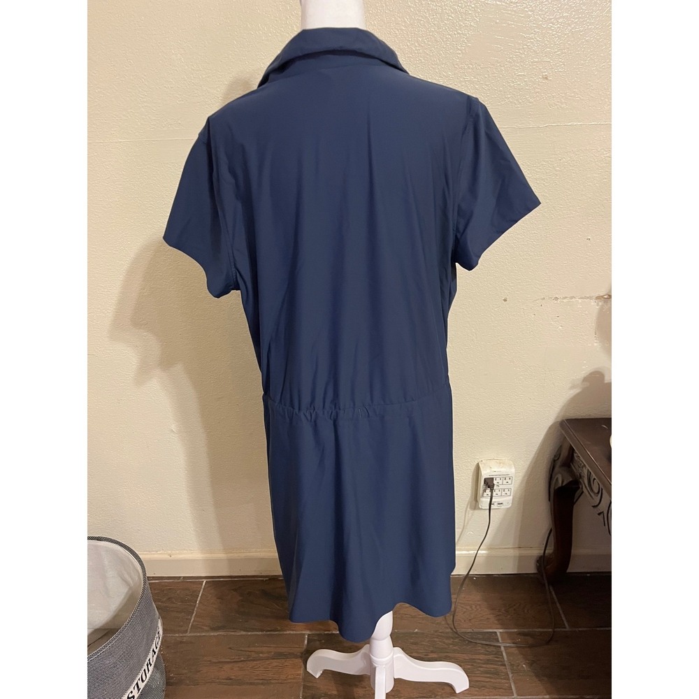 Spanx AirEssentials Short Sleeve Dress Romper Navy Blue Quarter Zip XL XL/XG/TG - Picture 2 of 6